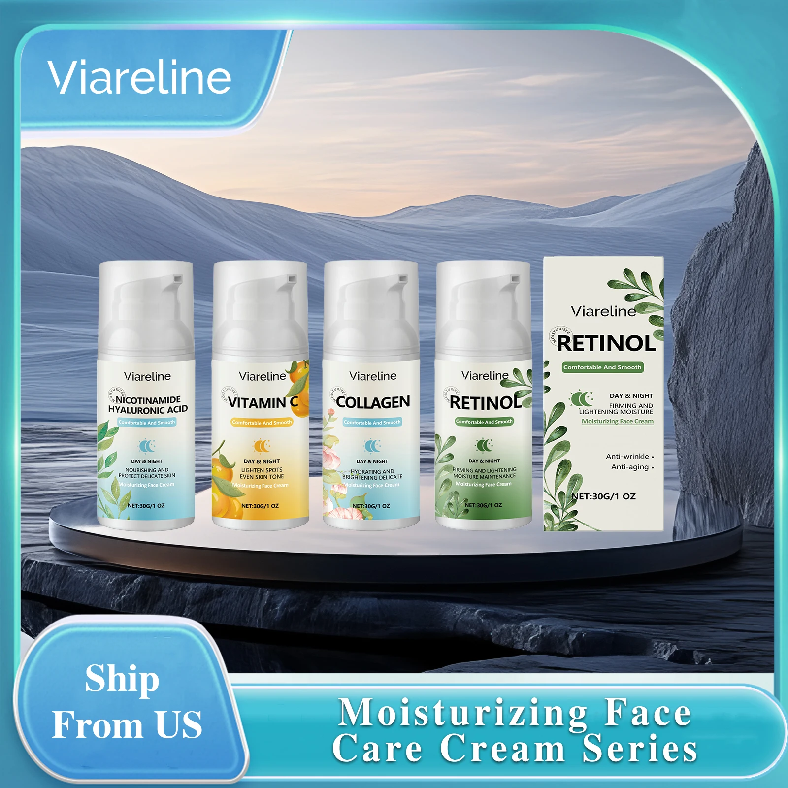 

Viareline 30g Moisturizing Face Care Cream Series Hydrating Brighten Skin Tone Firm Wrinkles Repair Dullness Tender Facial Cream