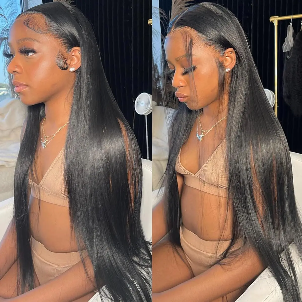 

Парик из натуральных человеческих волос 13x6 HD Lace Frontal, прямой, с кружевной застежкой 5x5, 12A, бразильские натуральные волосы, для женщин, плотность 200%