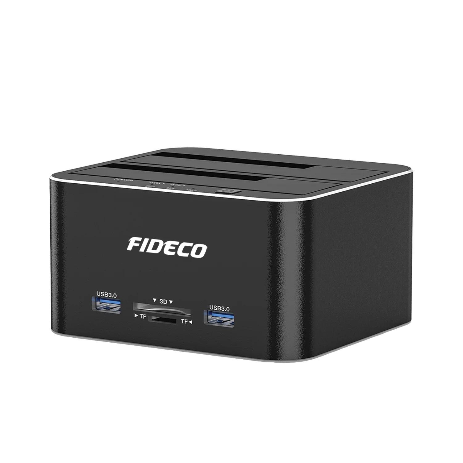 FIDECO 2 Bay Aluminum Hard Drive Disk Docking Station Usb 3.0 Adapter 2.5 3.5 inch Hdd Clone Dock with TF SD Card Readers
