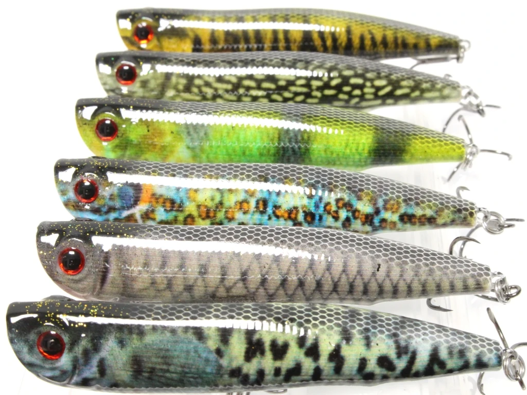 

wLure 6 Lures in One Box 10cm 17g Long Casting Topwater Popper Walking Lure Floating Bait Lifelike Fishing Lure HW622KB