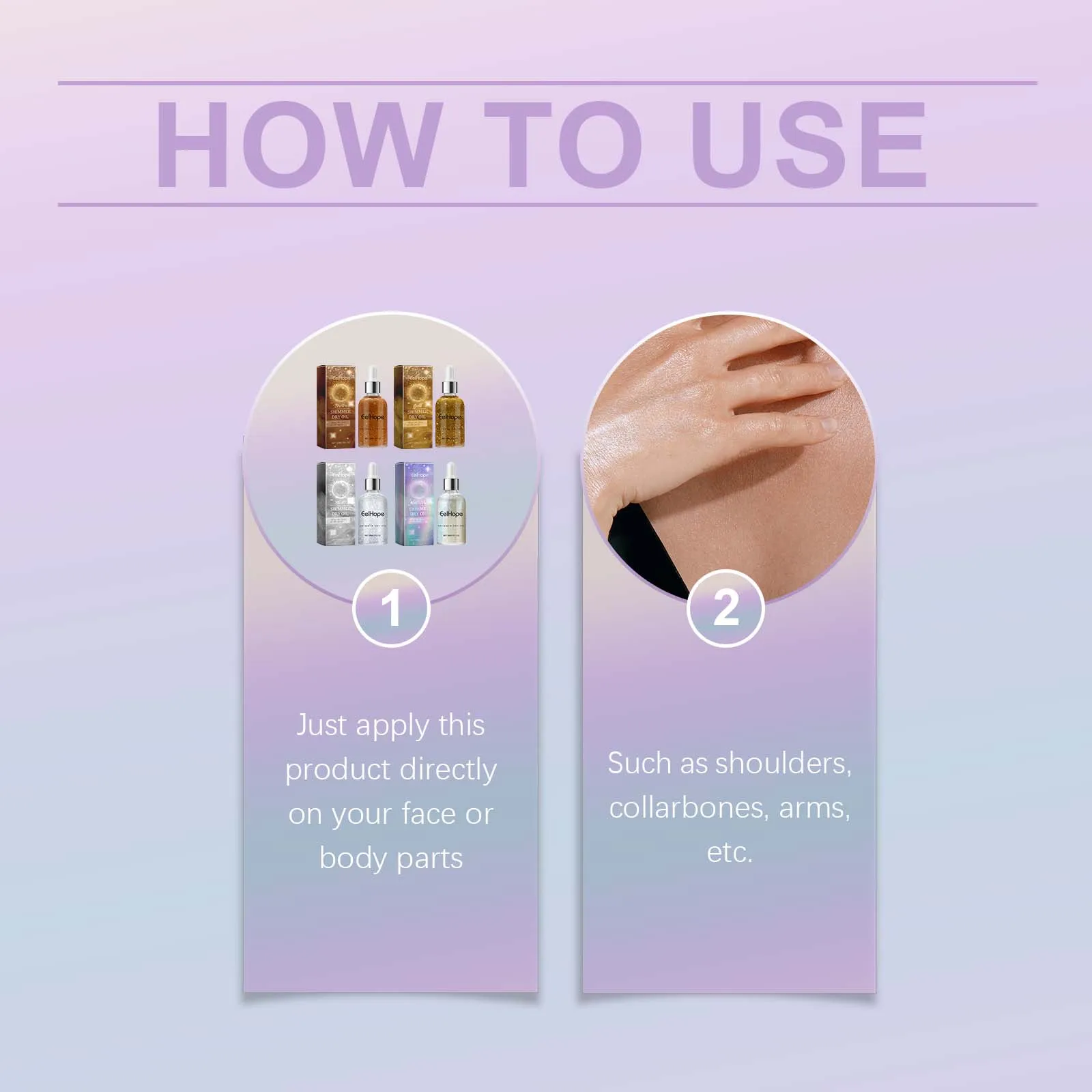 Eelhope Körper-Glitzeröl, natürlicher Gesichtsschimmer, glänzend, feuchtigkeitsspendend, wasserfest, dauerhafte Hautaufhellungsflüssigkeit für Sommerparty