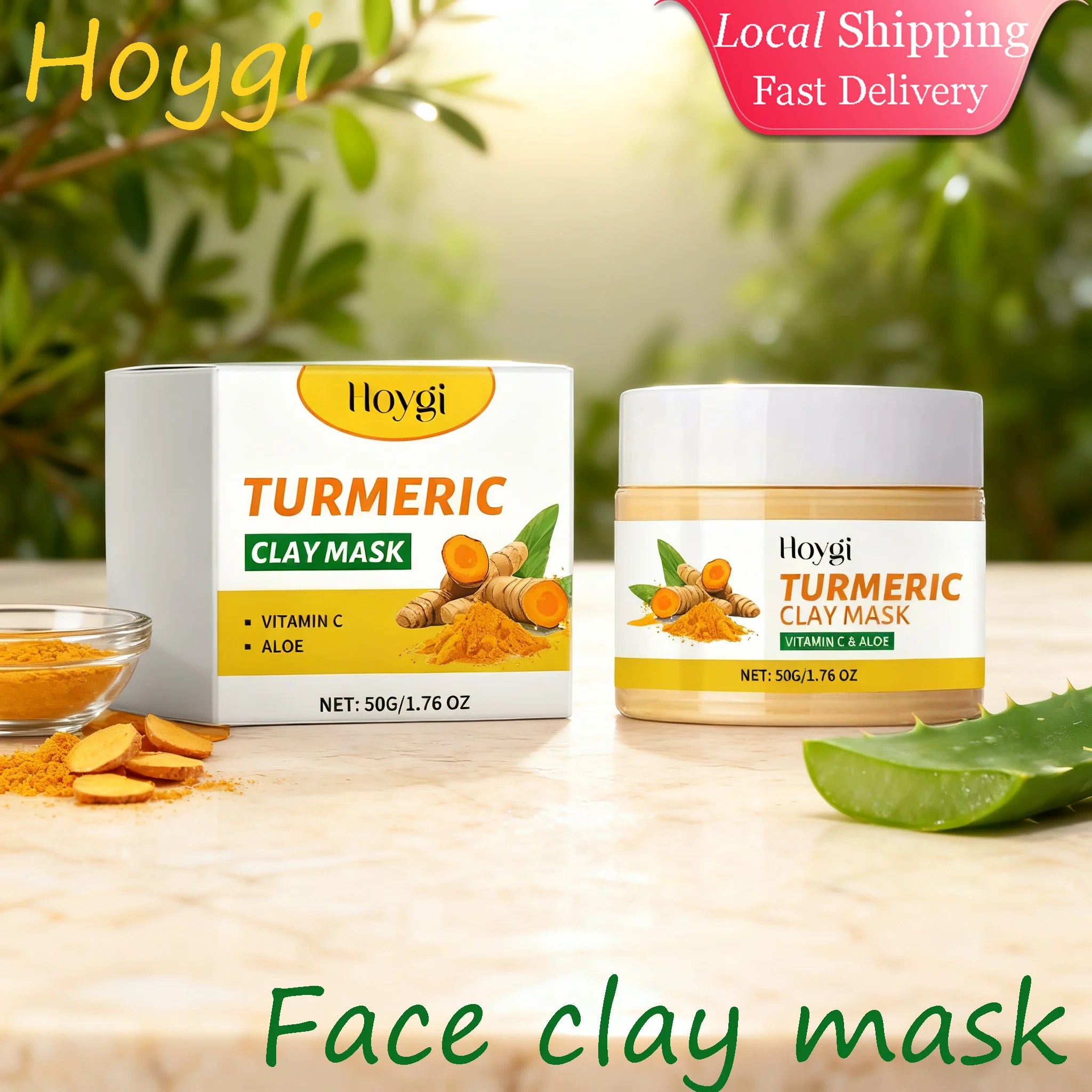 Hoygi Turmeric Facial Clay Mask Refining Pores Deep Cleaning Dull Skin Moisturizing Oil Control Oil Control Exfoliating Mud Mask