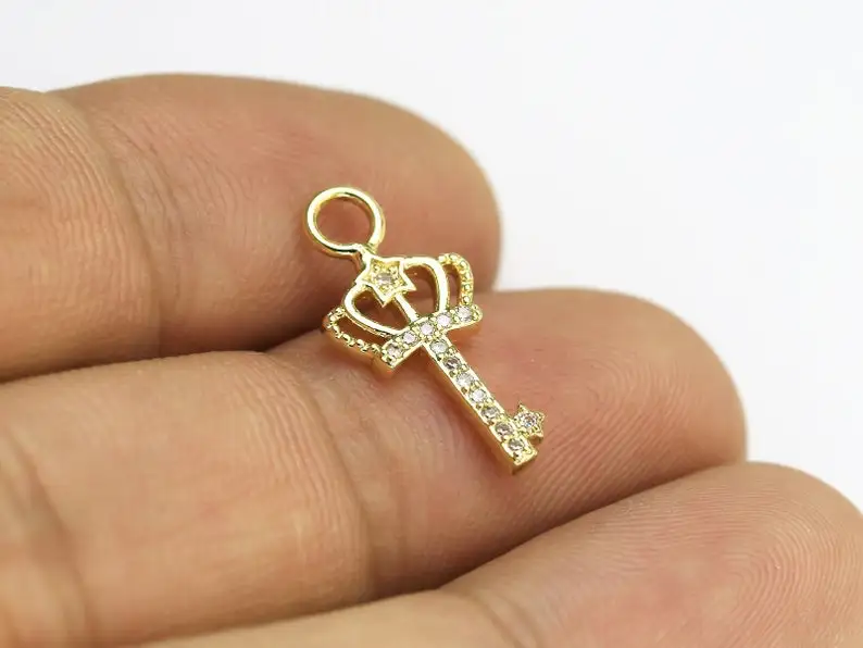 

6pcs CZ Pave Hand Charm, Hamsa Hand Charms, Real Gold Plated, Detachable Charm, Interchangeable , Jewelry Making - G1025