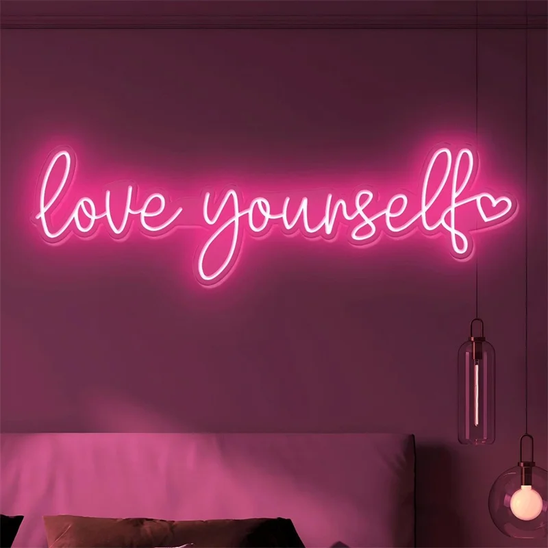 Love Yourself with a heart Neon Sign ,Handmade Led Neon Sign,Neon Home Decor,Room Decor ,Personalized Neon Gift