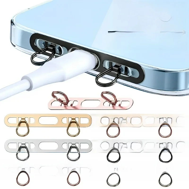 Patch de lanière de téléphone en métal Ultra-fin, connecteur de sécurité, Clips en acier inoxydable à double oreille pour téléphone portable, Patch de joint de lanière en métal