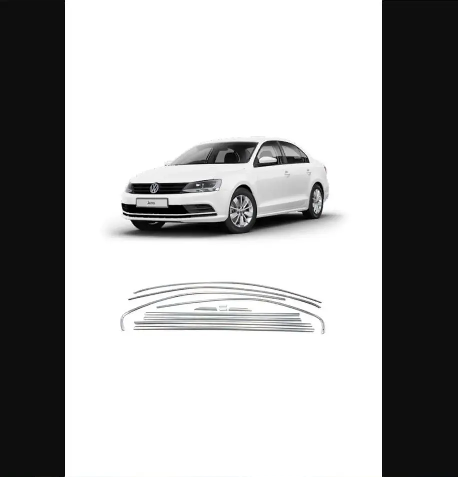 For Vw Volkswagen Jetta Chrome Window Trim Set 12 Pieces 2012 To 2019 Stainless Steel - Chromium Styling Body Kit Sill Trim