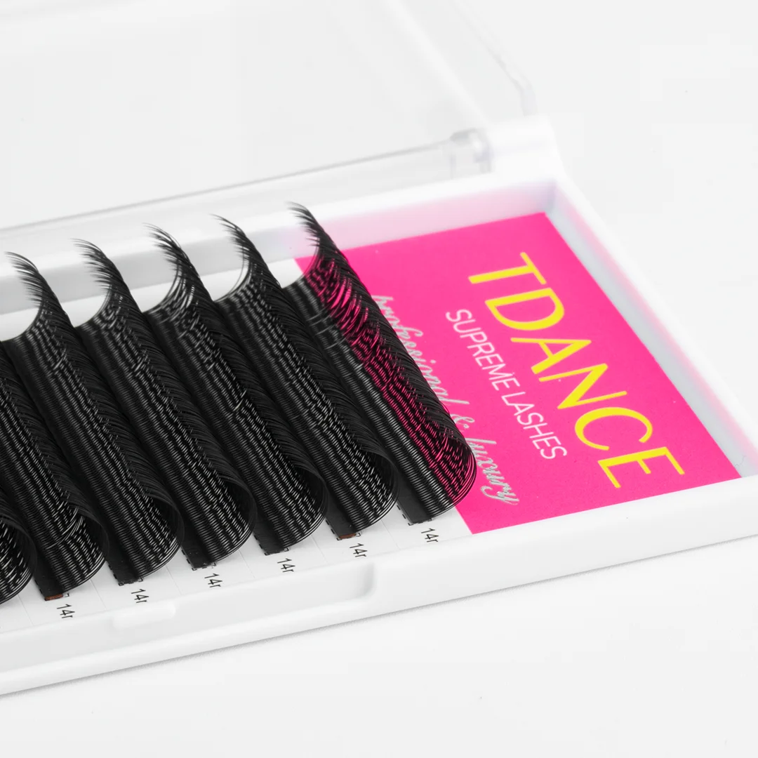 TDANCE U-Form YY Wimpernverlängerung Premium PBT C D 8–15 mm Mix natürliche weiche DIY vorgefertigte Fächerwimpern Wispy falsche Wimpern – Detail 5