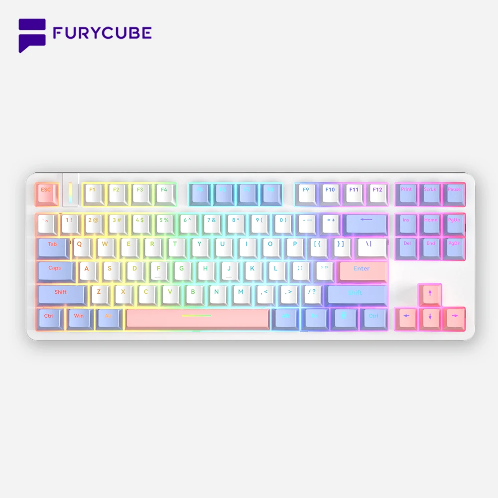 Furycube G87 TKL Gasket Mechanical Keyboard Hot-swap Rainbow RGB for Gaming Wired Keyboard PBT Keycaps 87 Keys with Number Area