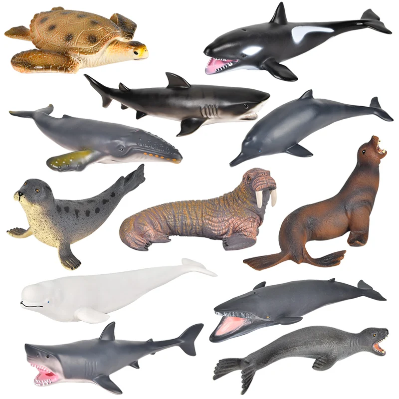 빅 사이즈 소프트 고무 해양 생물 혹등 고래 그레이트 화이트 상어 벨루가 거북이 모델 액션 피규어, 돌고래 인감 교육 완구