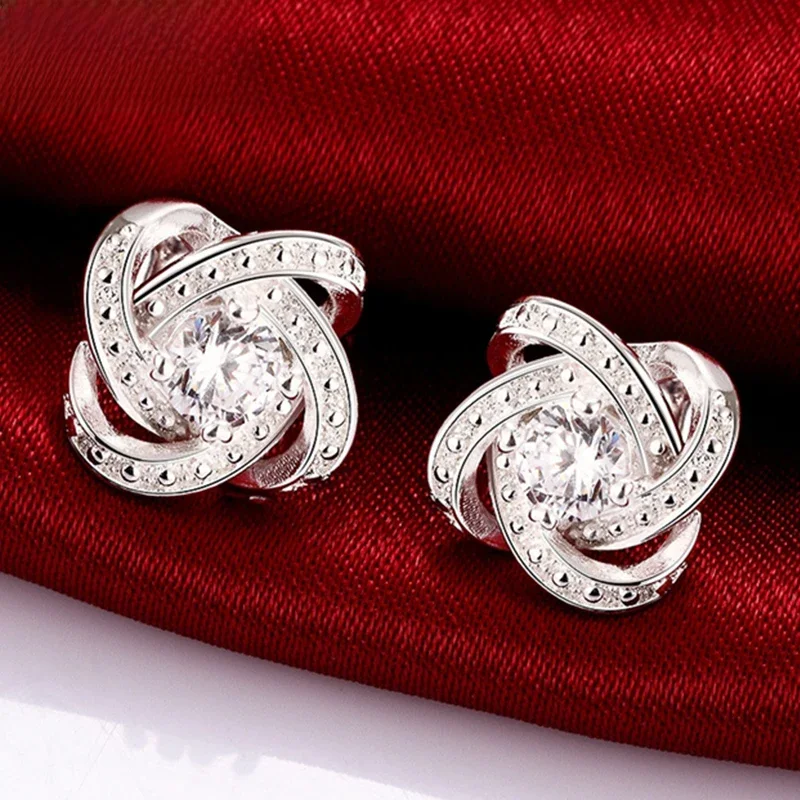 DOTEFFIL 925 Sterling Silber Hohe Qualität AAA Zirkon Charme Ohrringe Frauen Mode Schmuck Hochzeit