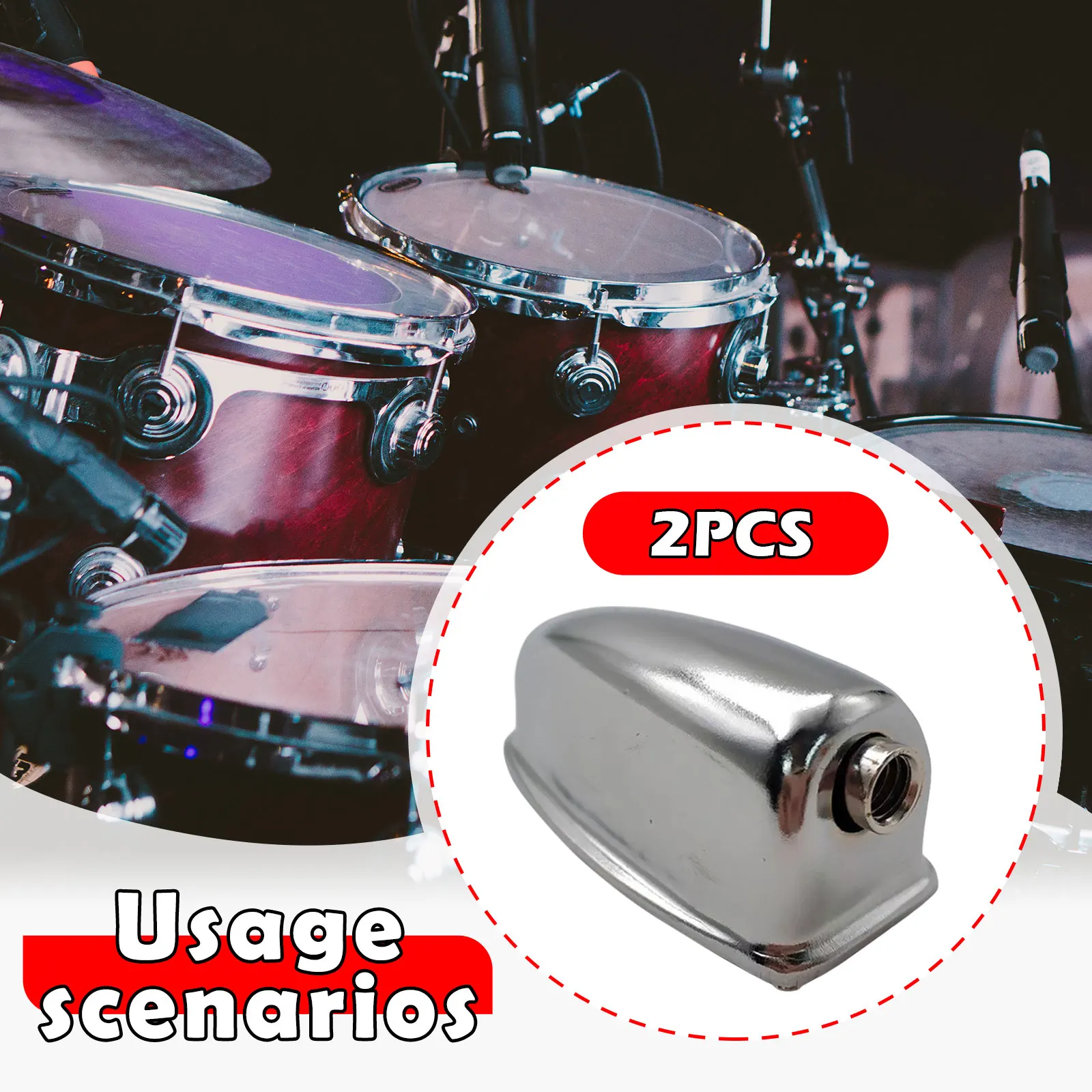 2 Pieces Metal Snare Drum Lugs Set Replacements Parts Accessory Silver