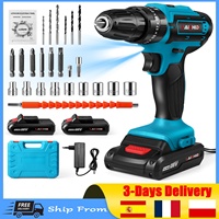 Drill Household Drill Power Tools With Drill Bits 21V Impact Cordless Screwdriver 1600rpm High Speed Drills Rechargeable Battery