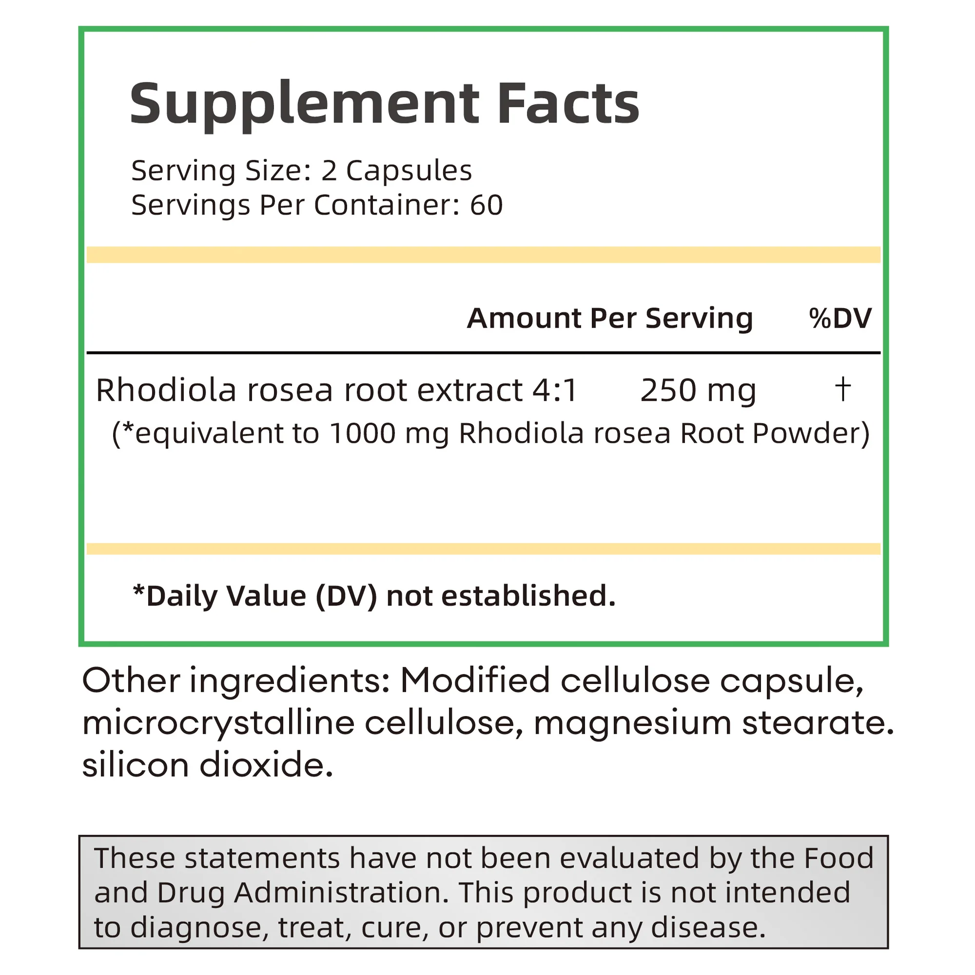 Rhodiola Rosea-promueve el alivio del estrés, estado de ánimo Natural y soporte de concentración, impulso de energía-120 cápsulas