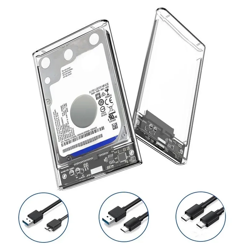 Obudowa dysku twardego 2,5 cala USB 3.0/Typ C do SATA III Przezroczysta obudowa zewnętrznego dysku twardego 2,5 cala SATA SSD HDD Obsługa UASP — zdjęcie 2