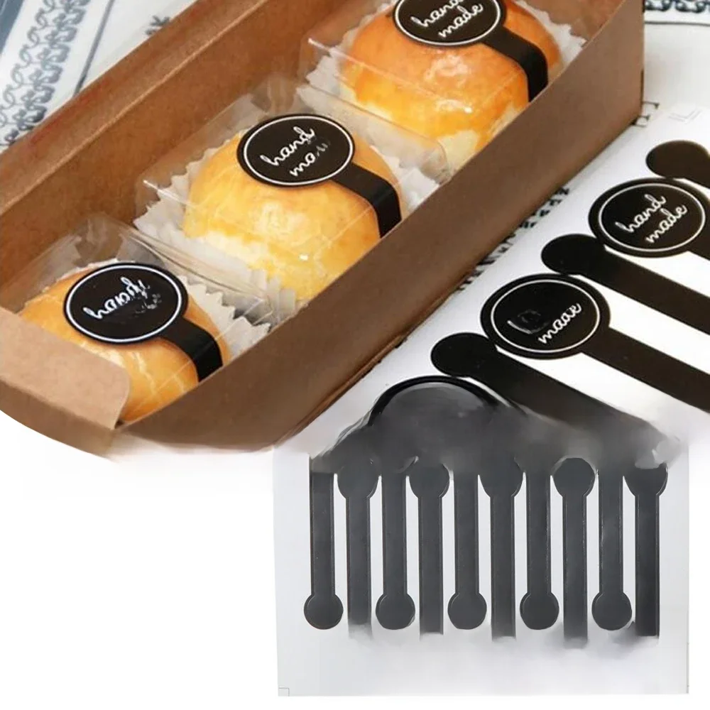 10PCS X10 Vintage Ręcznie robione naklejki Czarna pieczęć Etykiety Torba na ciastka Naklejka Prezent Opakowanie piekarnicze Torba na ciastka Uszczelnienie Decor Iabel — zdjęcie 2