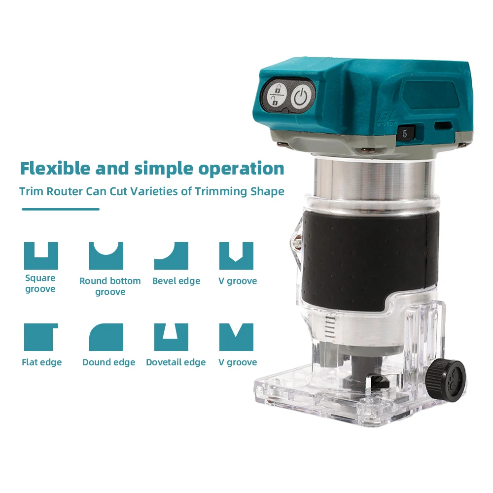 Bürstenloser Holzfräser, Holzschneidemaschine, Elektrischer Handschneider, Tischlereiwerkzeug, Holzbearbeitungs-Trimmer für Makita 18V Akku