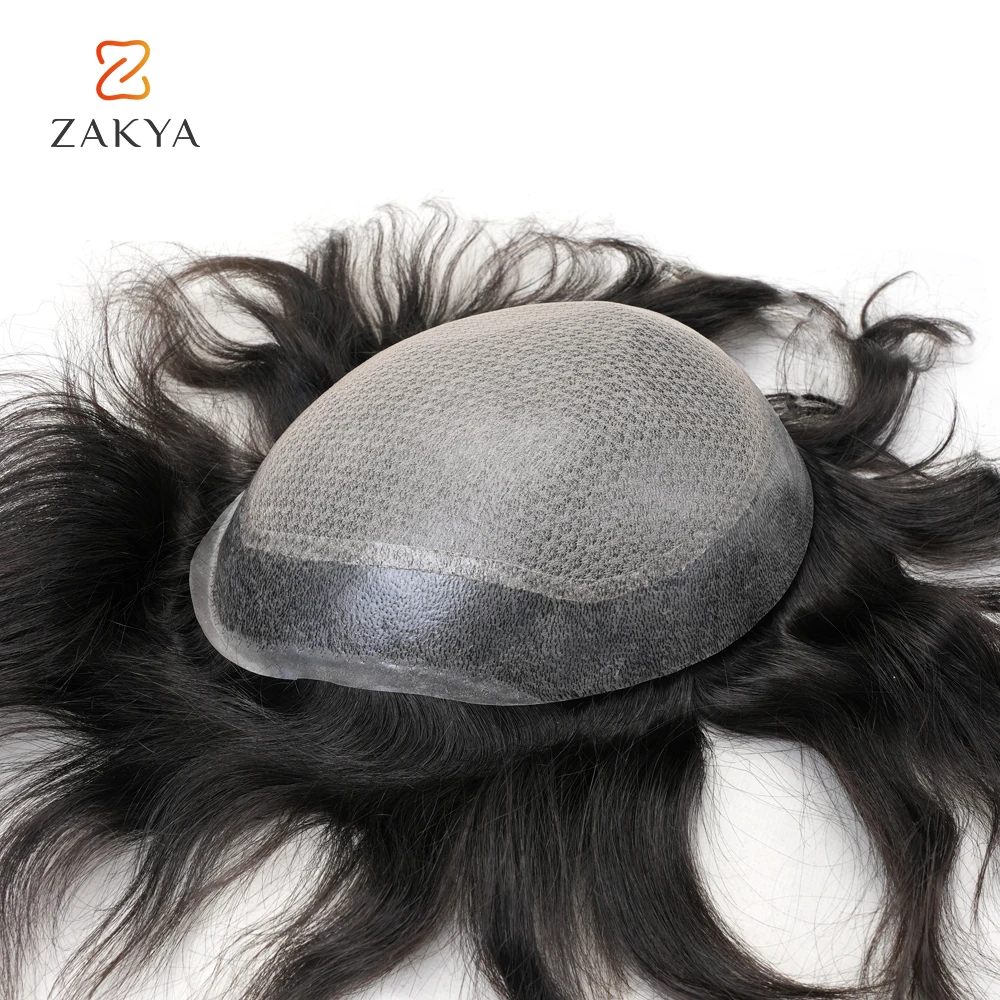 Male Hair Prosthesis Injection Hair Mens Wig Natural Men Toupee Pu Base Human Hair System Replacement Man Hairpiece Zakya