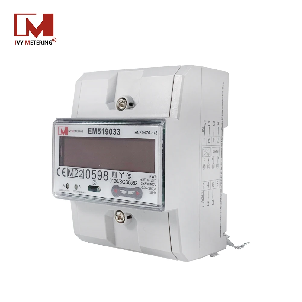 

EM519033 3 Phase Din Rail MID Approved AC Metering Bidirectional PV Solar Monitor east energy meter current