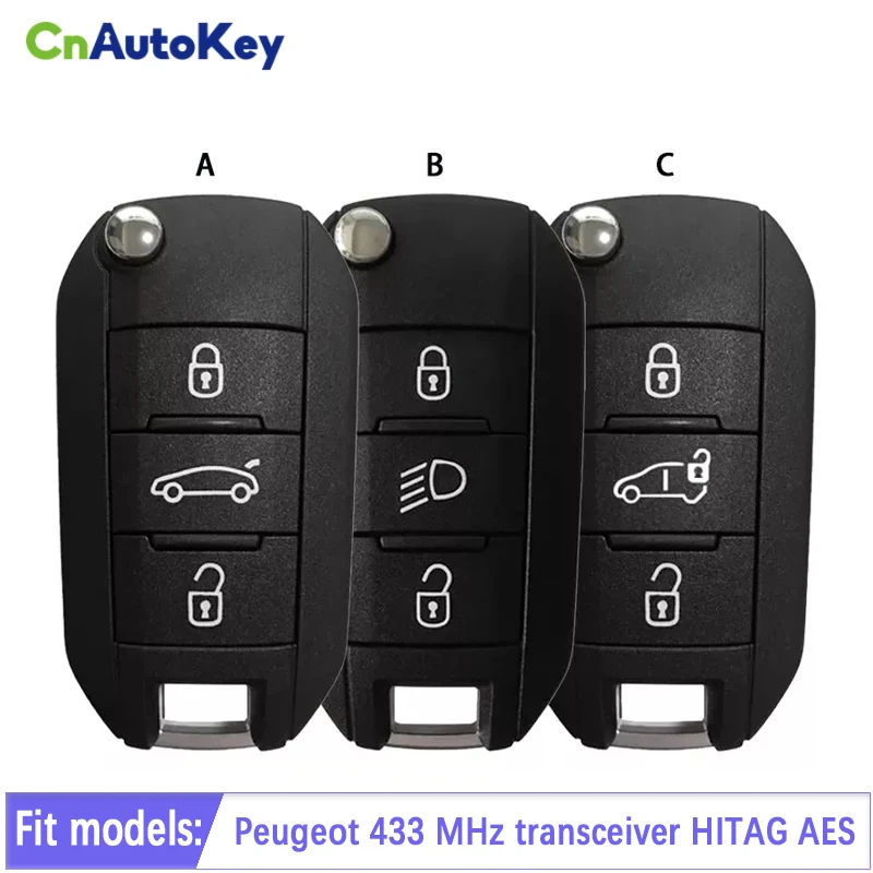 

Flip Aes 4A KEY Replacement Key Smart Remote Control For Peugeot 208 2008 508 308 C3 (2017-2022) 433MHZ Aftermarket CN009052