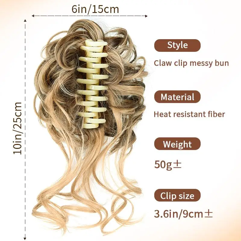 Short Messy Bun Hair Piece Fluffy Curly Flower Bud Bun Grab Clip Wigs for Women Ponytail Extension Synthetic Hair No Glue Fringe Glueless Pre Style