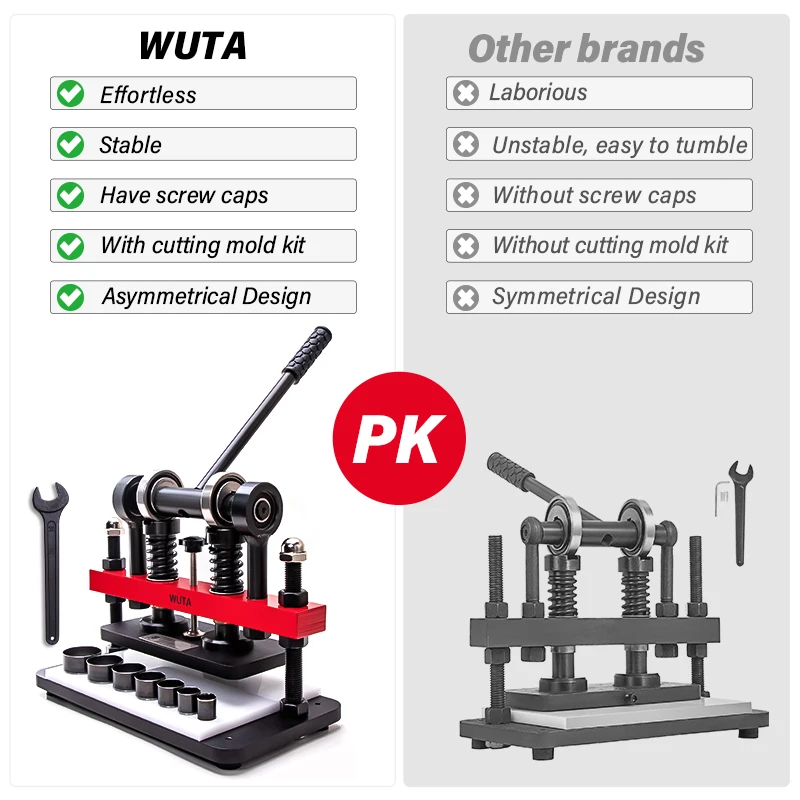 Imagem -03 - Wuta Manual de Couro Morrer Máquina de Corte Mão Pressionando Cortador de Gravação Moldar Ferramentas de Molde Faça Você Mesmo Perfuração Tecido Papel Tamanho s