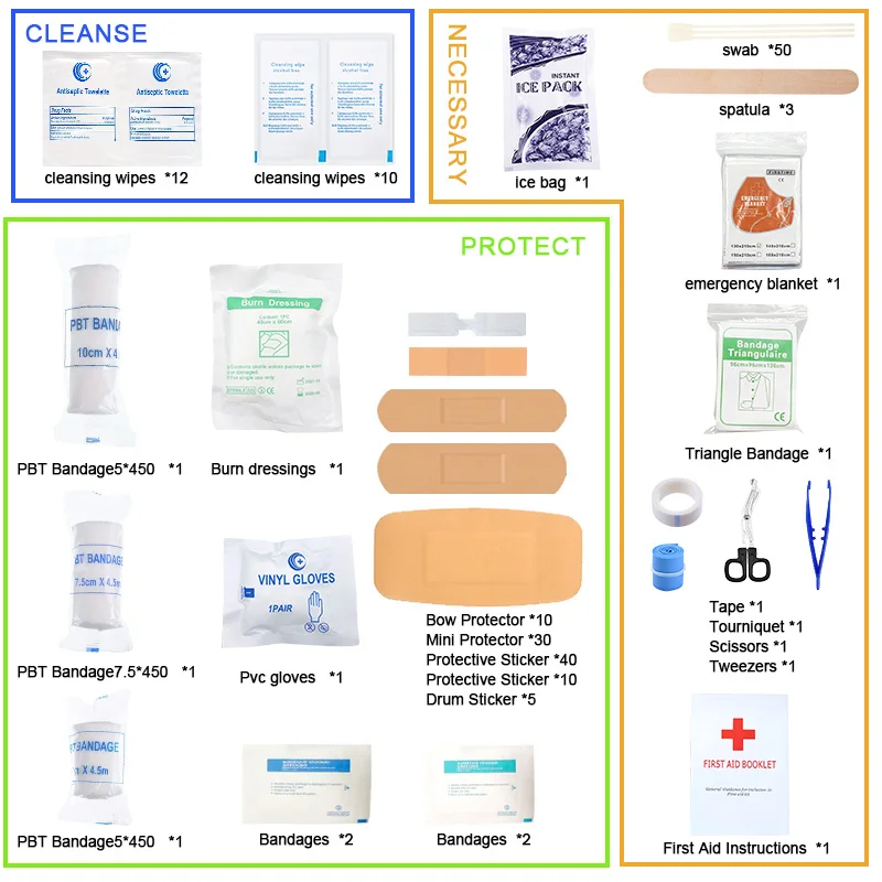 مجموعة الإسعافات الأولية مكونة من 188 قطعة: نظيفة وعلاج وحماية القطع الصغيرة والخدوش. السفر، الطوارئ، البقاء، الصيد، في الهواء الطلق، التخييم والرياضة #2