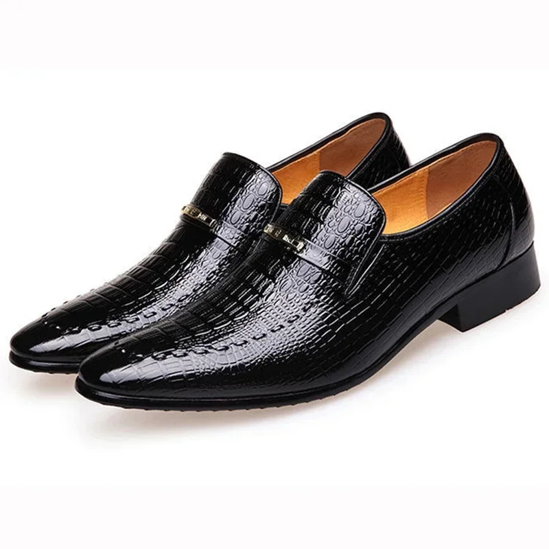 Klasyczne buty wyjściowe dla mężczyzn skórzane buty PU krokodyl Business Casual formalne trampki Plus rozmiar biuro wesele oksfordzie — zdjęcie 2