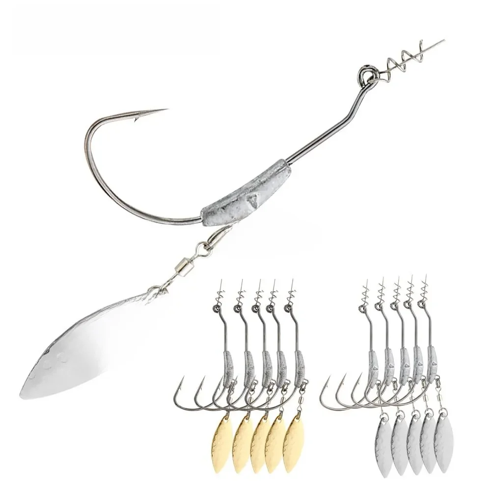 Hameçons de pêche en acier au carbone avec goupille de verrouillage Spinner, appâts souples, tête de gabarit, 2G, 3G, 4G, 10 pièces