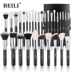 BEILI 25/30/42 Pieces Complete Professional Makeup Brushes Set  Eye Shadow Foundation Powder Natural Goat Synthetic Hair Black