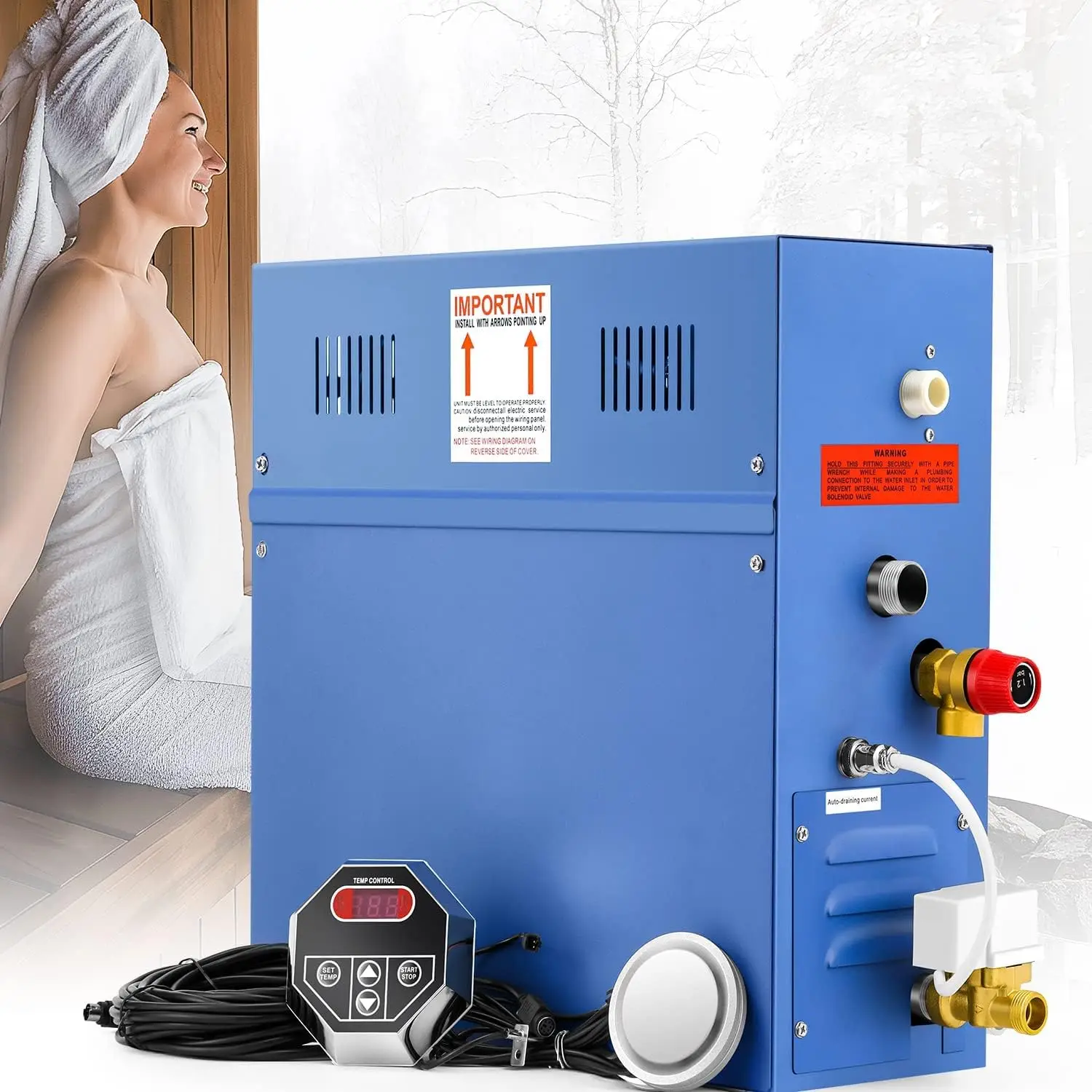 STCMOET 7KW Luxury Turkish Hammam Steam Generator Shower Sauna Bath Home Steam Bath Spa Generator with Self-Draining