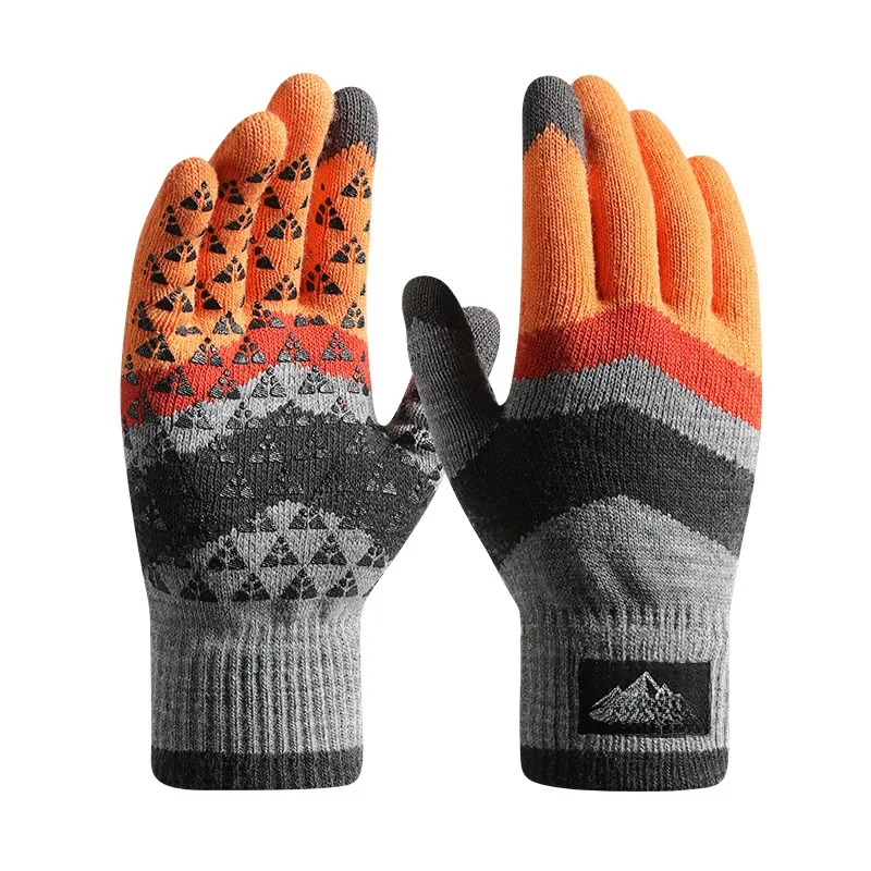AliExpress NONE Winter Warm Knit Gloves Men Women Fashion Fleece Cycling Personality Windproof Triangular Non-Slip Touchscreen Wool Gloves