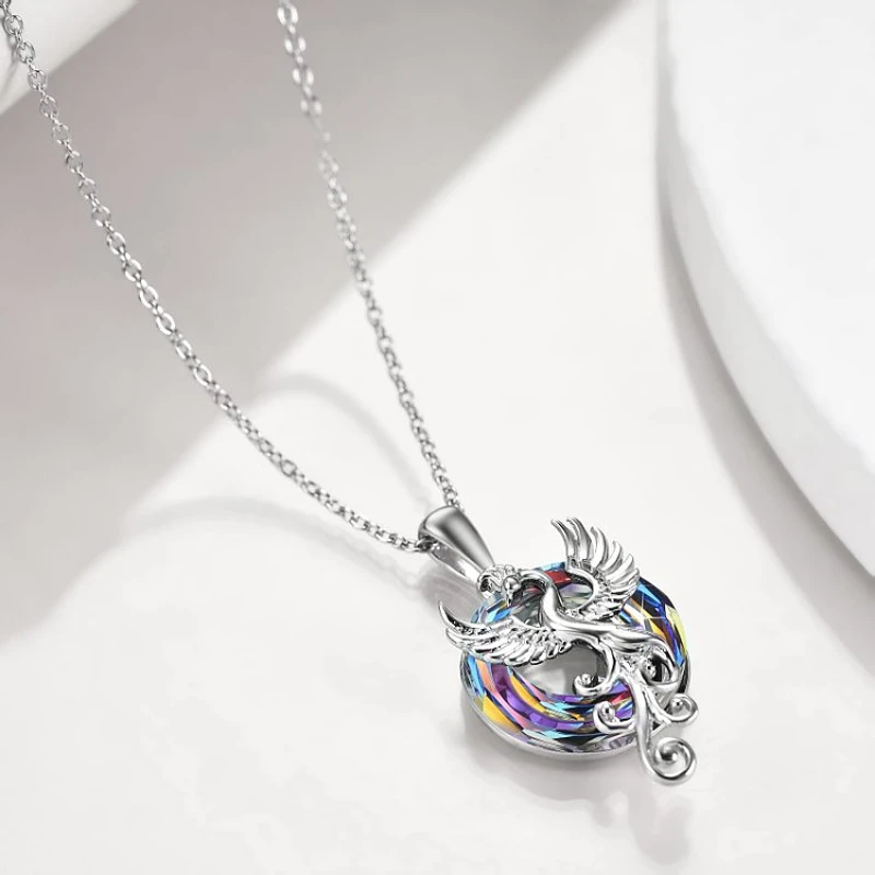 Fashion lovely Firebird crystal pendant necklace Lady colorful crystal phoenix wings pendant necklace beautiful birthday gift