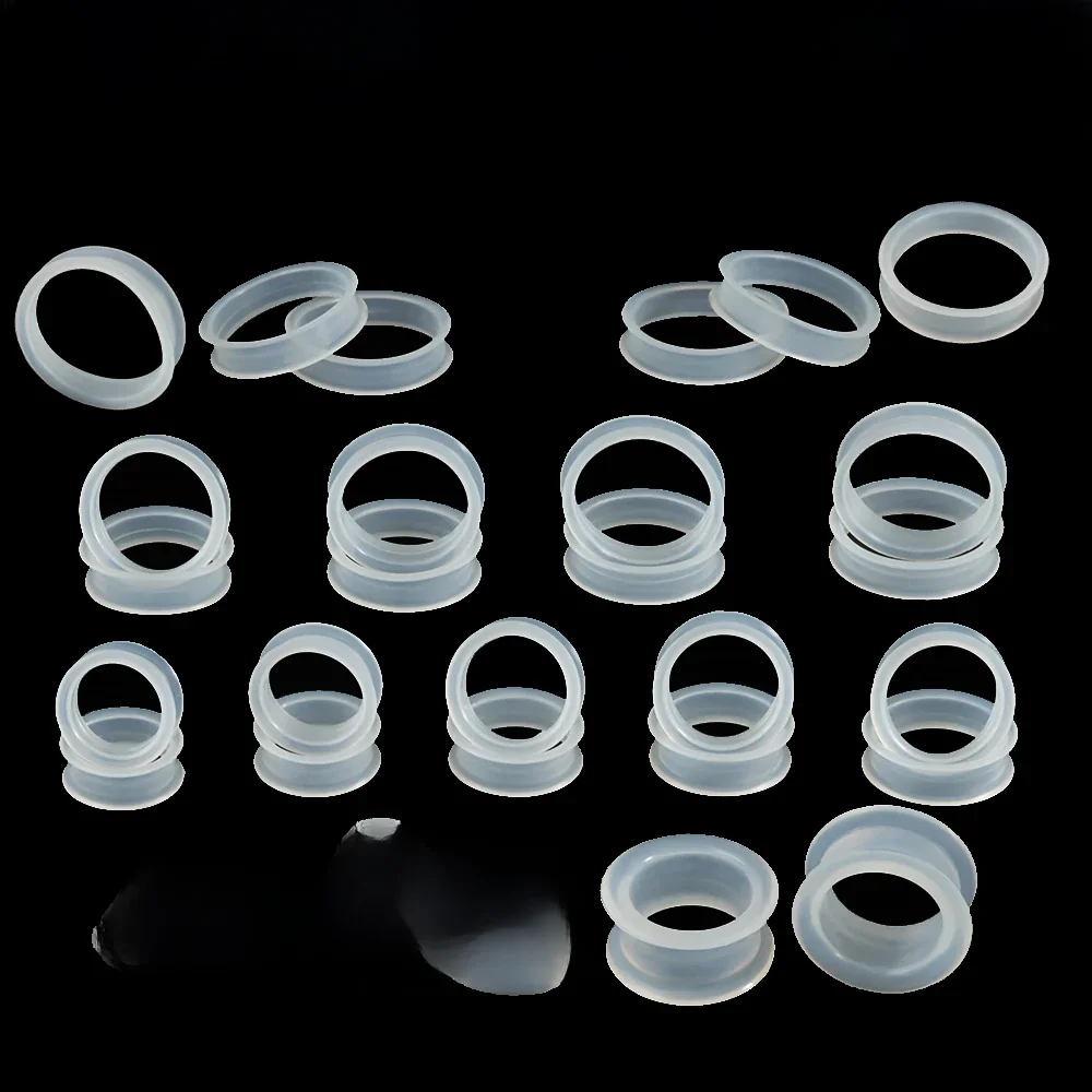 Paire de jauges d'oreille transparentes, bouchons d'oreille creux flexibles en Silicone de grande taille, Tunnels, extenseur d'oreille, étirement 3mm-50mm