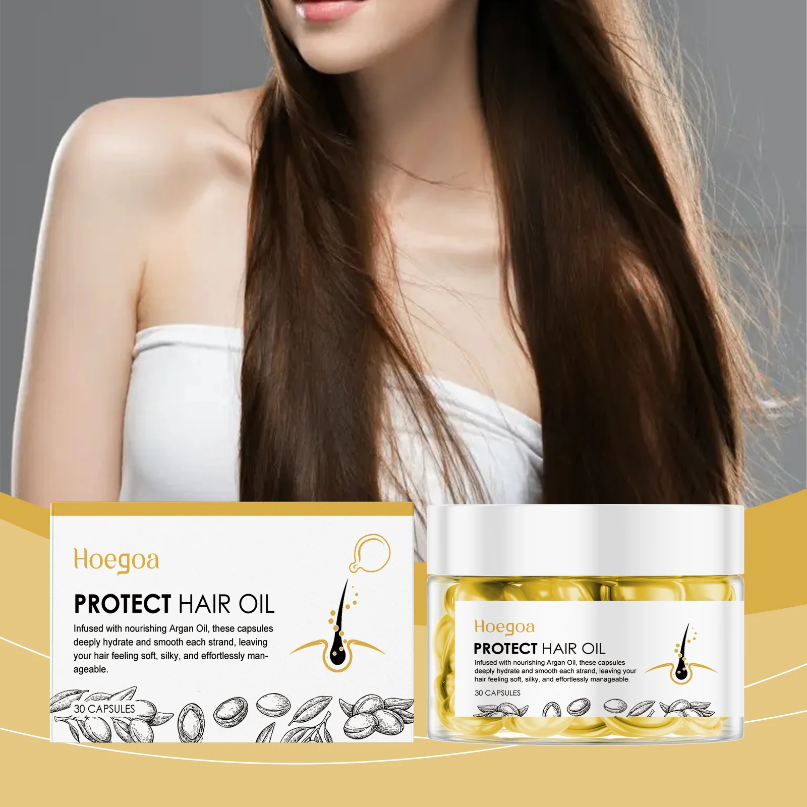 

Hoegoa 30pcs Morocco Hair Care Essential Oil Capsules Smooth Hair Conditioner Repair Hair Scalp Massage Nourish Hair Capsules