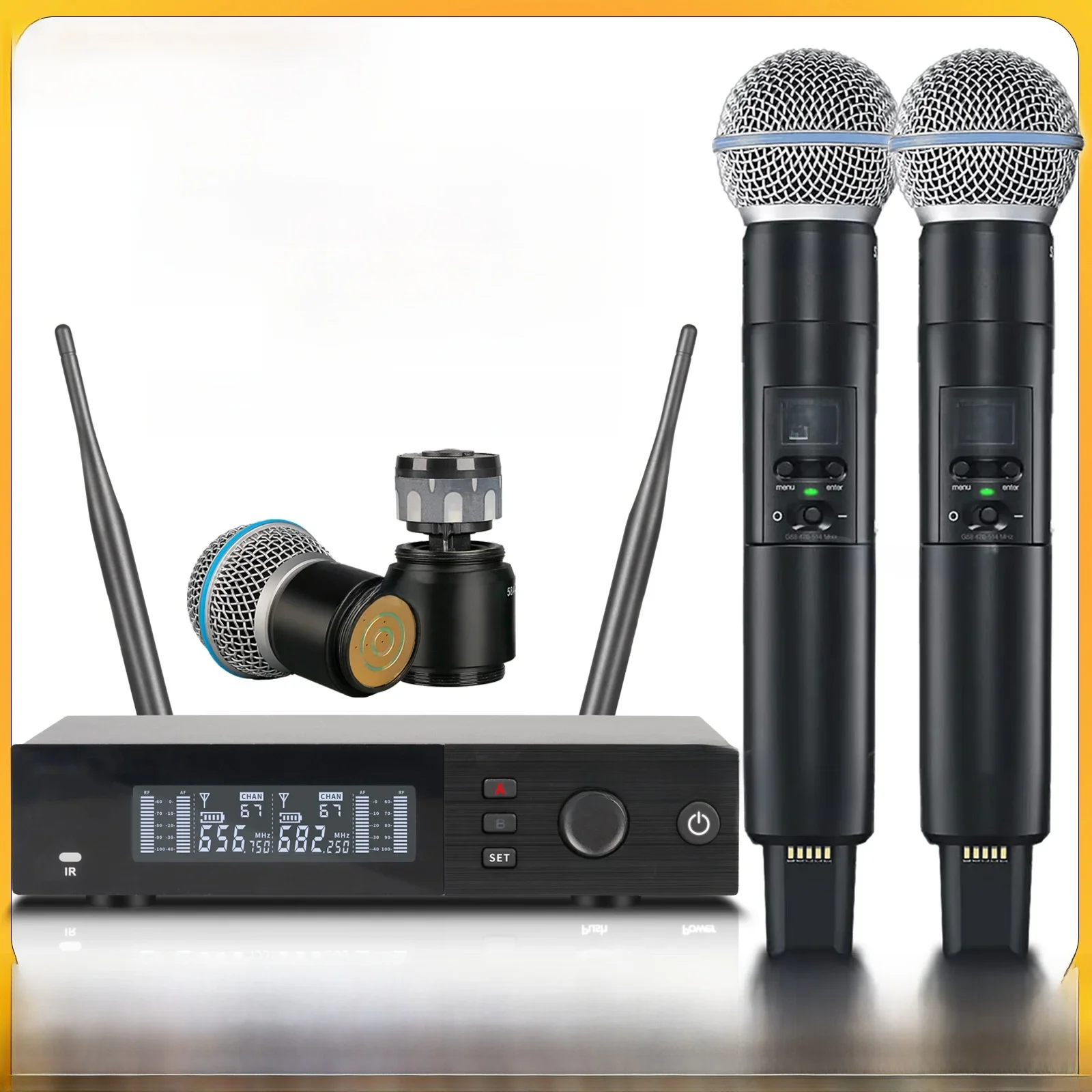 Topkwaliteit! SLXD4 Professionele dubbele draadloze microfoon Stage Performance 2 kanalen 600-699 MHz UHF Karaoke Metal Handheld SLXD2 - afbeelding 2