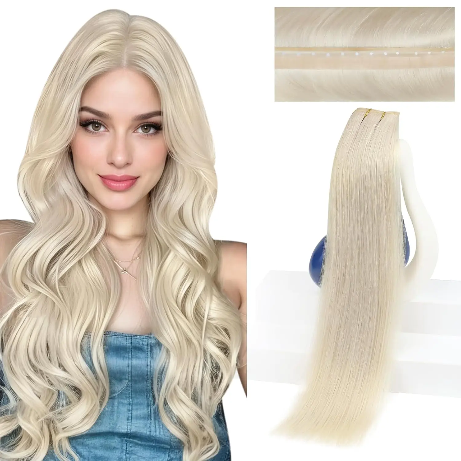 

VeSunny Butterfly Hair Extensions Human Hair Invisible Hair Extensions Remy Hair Silky Straight Hair 100% Nature Hair Weft
