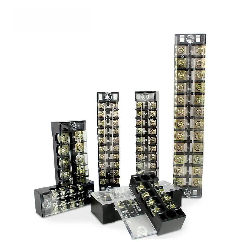 Connecteur de fil de bande de bornier à vis de barrière à double rangée, 600V 15A 3/4/6/8/10/12/15/20 Positions en option, 1 pièce