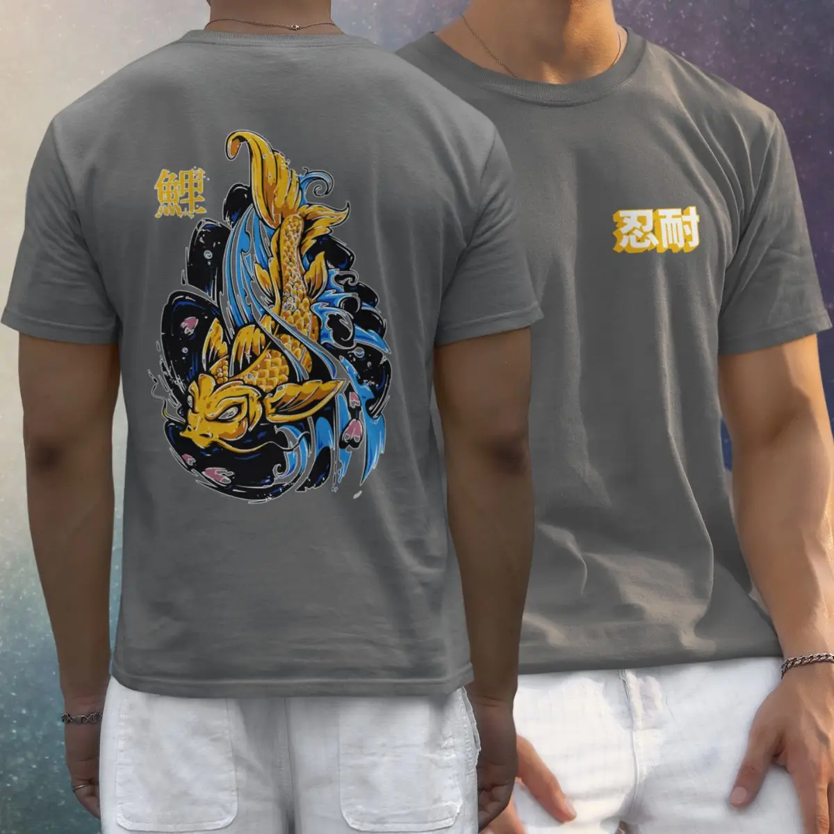 Camiseta Masculina Estampada Peixe Koi 100% Algodão