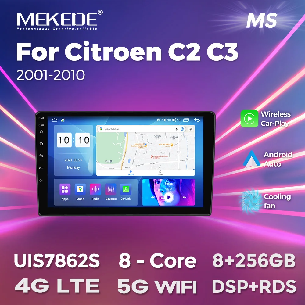 

MEKEDE Wireless Car-Play Android Auto For citroen c2 c3 2001-2010 Intelligent car machine system 4G LTE wifi Car GPS Navigation