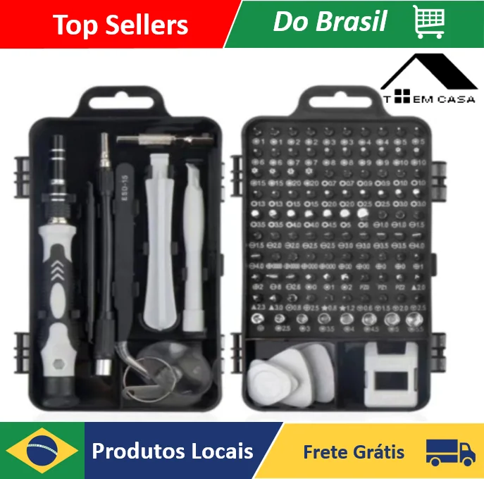 Kit Ferramentas 115 Peças Jogo Mini Chaves Precisão Multiuso Celular Notebook Tablet - Toemcasa Store