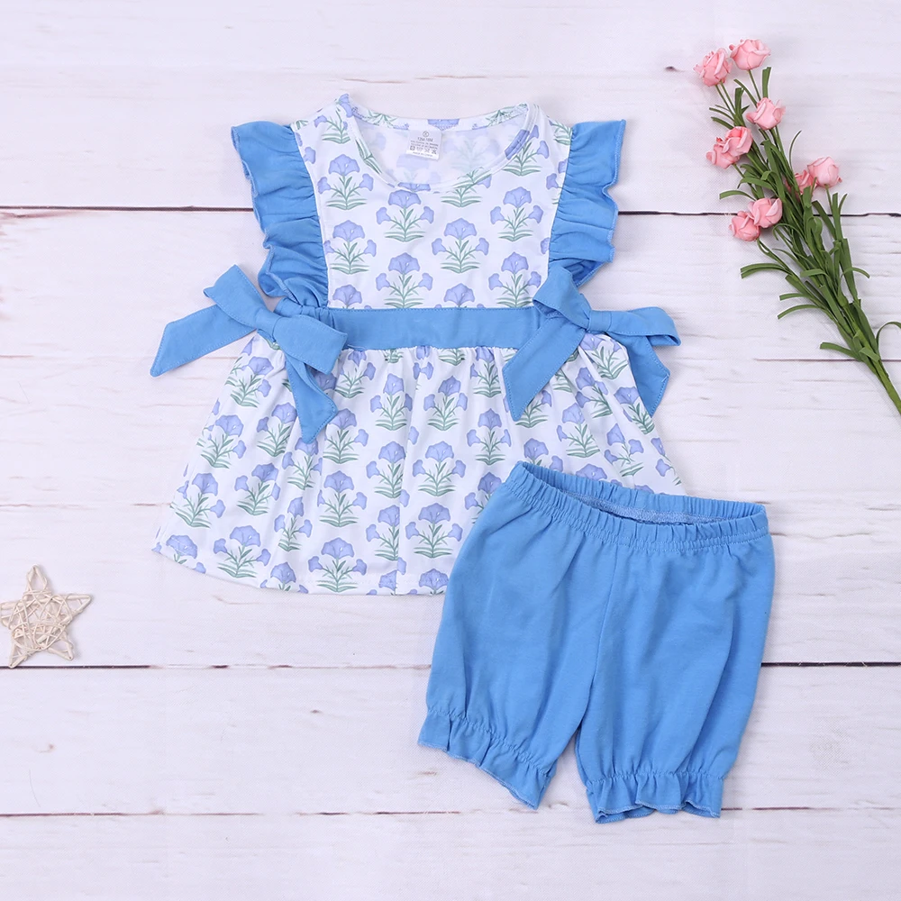 

New Style Toddler Baby Girl Clothes Set 2pcs Cotton 1-8T Suit Bluey Morning Glory Dress Bodysuit T-shirts Princess Outfit Shorts