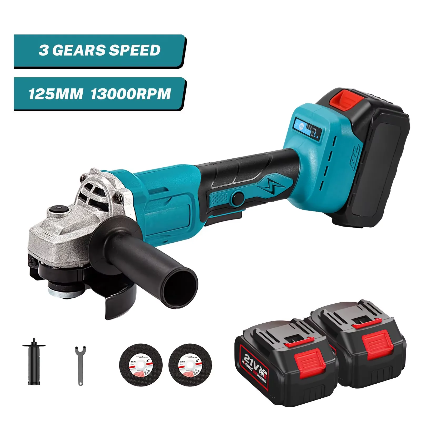 1000W 125MM Brushless Electric Angle Grinder 3 Speeds Grinder Cutting Machine Woodworking Power Tool For Makita 18V Battery