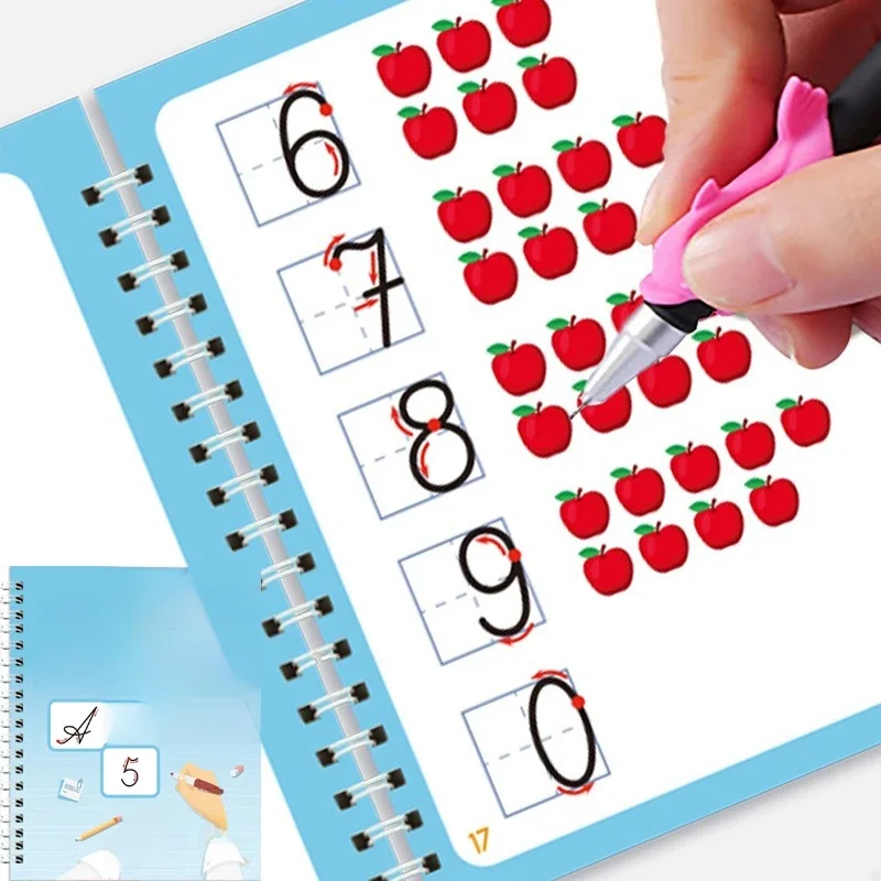 Cahier de calligraphie 3D réutilisable pour enfants, livre d'apprentissage de l'alphabet russe, cahier de dessin, livre d'apprentissage des chiffres, livre de pratique des lettres