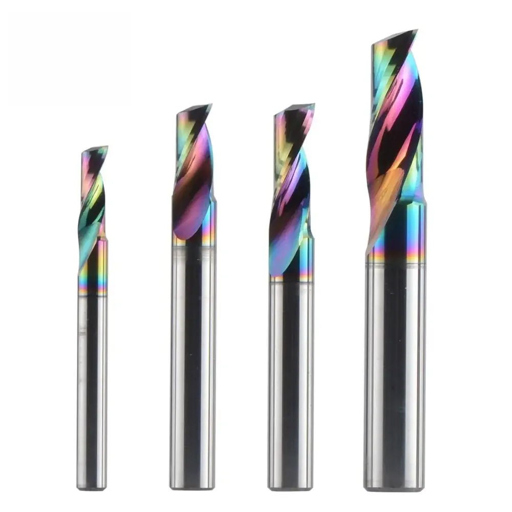 Dreanique 1 pièce Fraise à queue en carbure monobloc à une dent, 3.175 4 6 8mm, avec revêtement DLC, pour aluminium