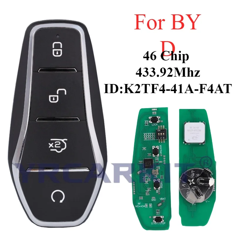 Pour BYD Qin PLUS DM-i Qin PLUS EV Yuan PLUS Fils 433.92MHz ID46 Puce K2TF4-F4A/F4H/F4AM/F4AT Clé À Distance