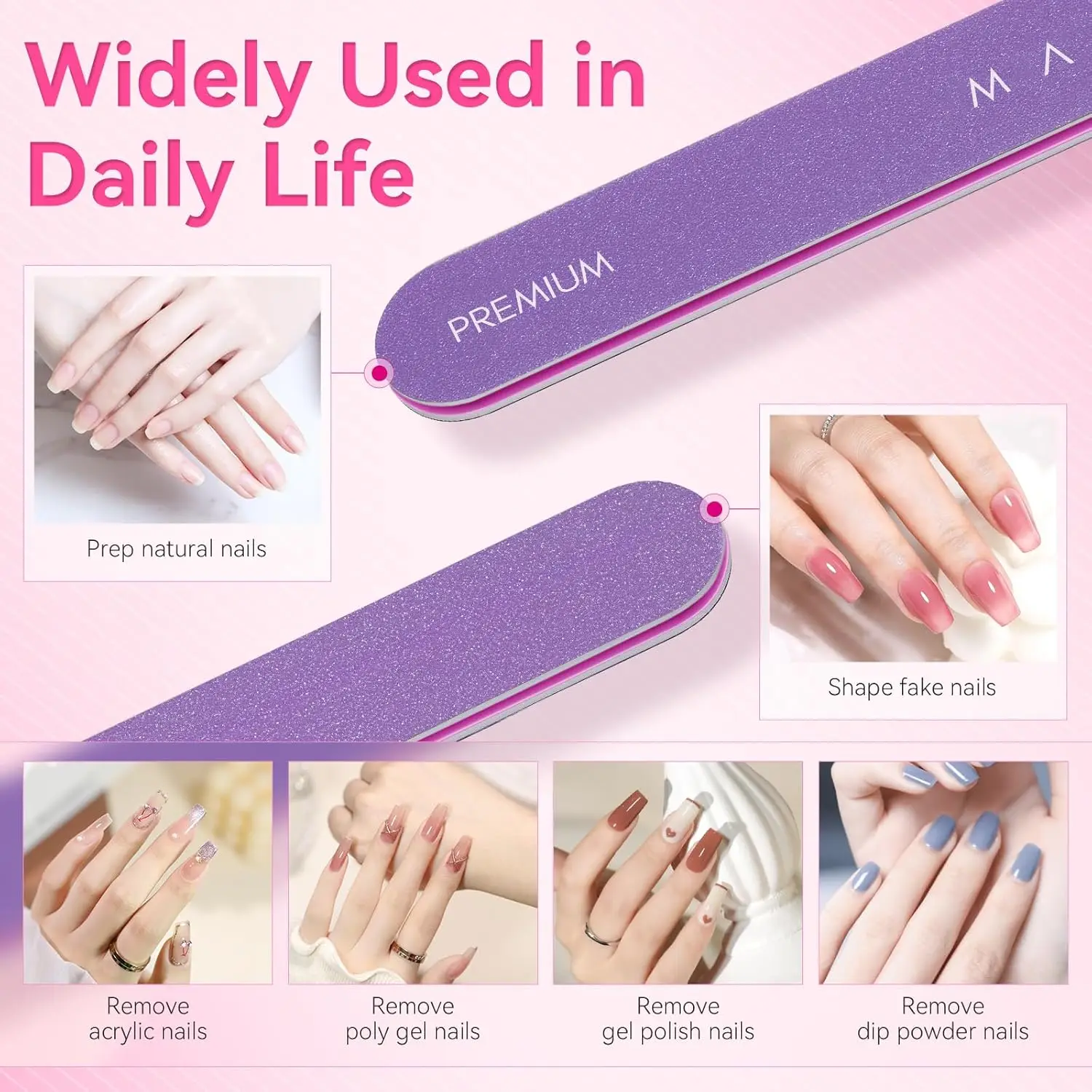 مبرد أظافر ماكارت - 100/180 ألواح صنفرة حبيبة للأظافر، 10 قطع من مبرد أظافر احترافي مزدوج الجوانب لأظافر الأكريليك الطبيعي #5
