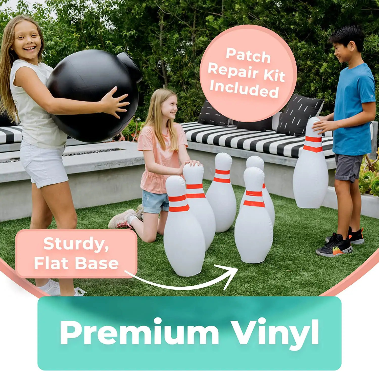 Giant Inflatable Bowling Set Toy Outdoor and Indoor Family Lawn Yard Games Parent Child Interactive Game