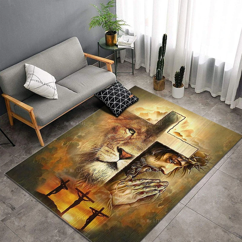 Lion Of Judah Religious Spiritual Jesus Christ Cool Traditional Japanese Samurai Art Decorate Flannel Floor Rugs By Ho Me Lili