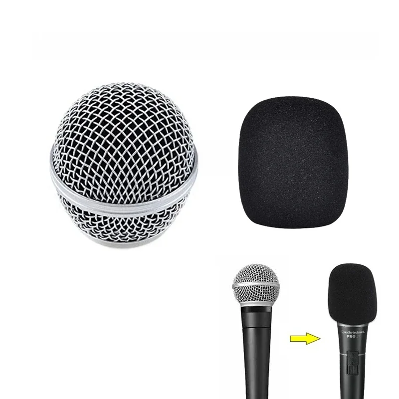Couvercle de Microphone en Mousse et Grilles de Remplacement, pour SM58 Beta58A 87A, Tête de Remplacement en Acier