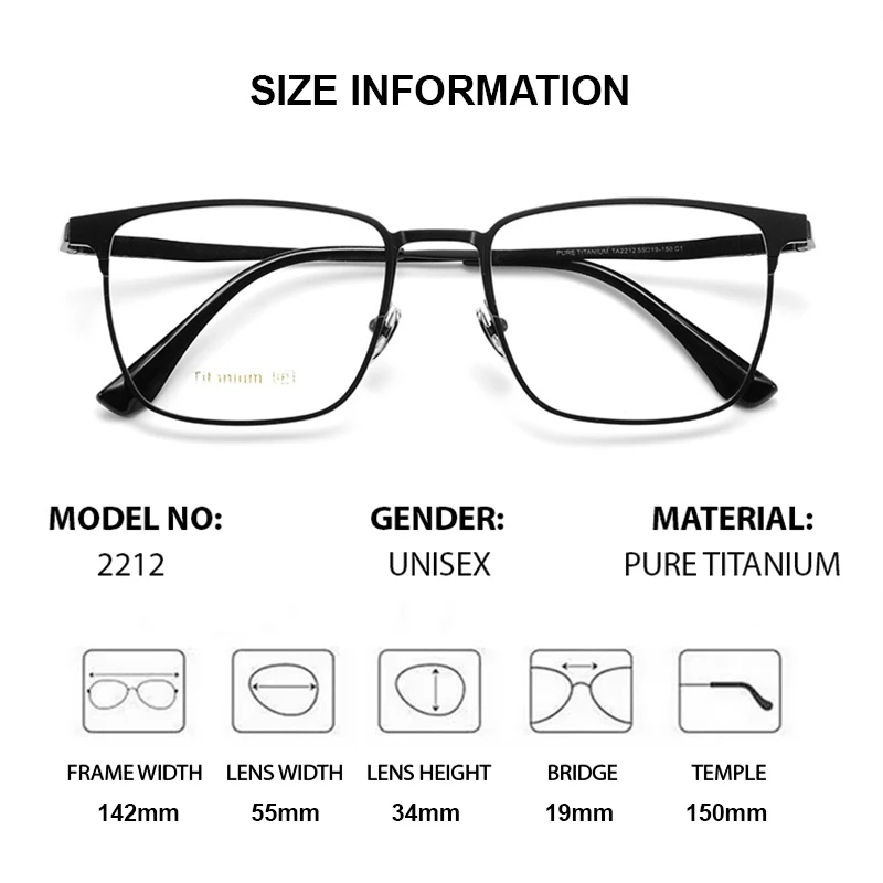 Chashma Prescription Glasses Men Square Fashion Student Eyeglasses Frames Optical Eyewear Top Quality Pure Titanium Spectacles